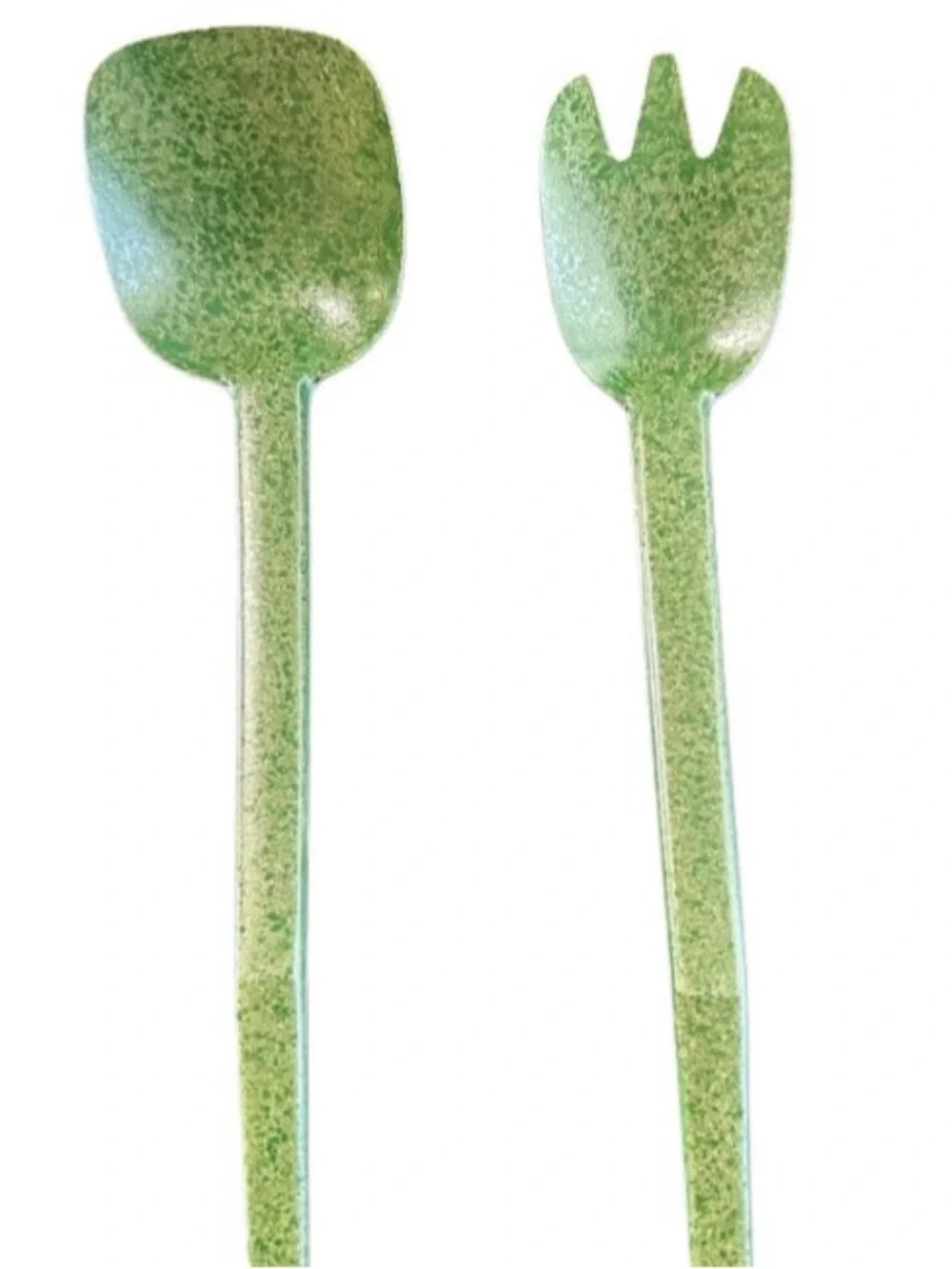 Flintwood Salad Serving Set Kitchenware Melamine Green Fork Spoon VTG 13.5